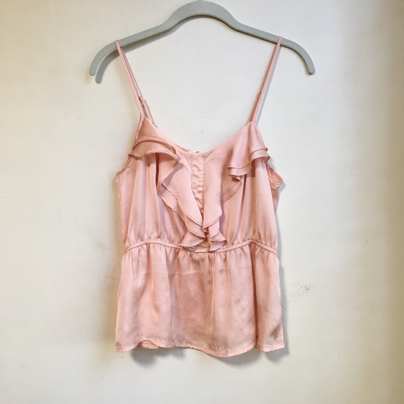 Forever 21 Peach Satin Ruffle Cami Tank Top Blouse - Picture 2 of 6